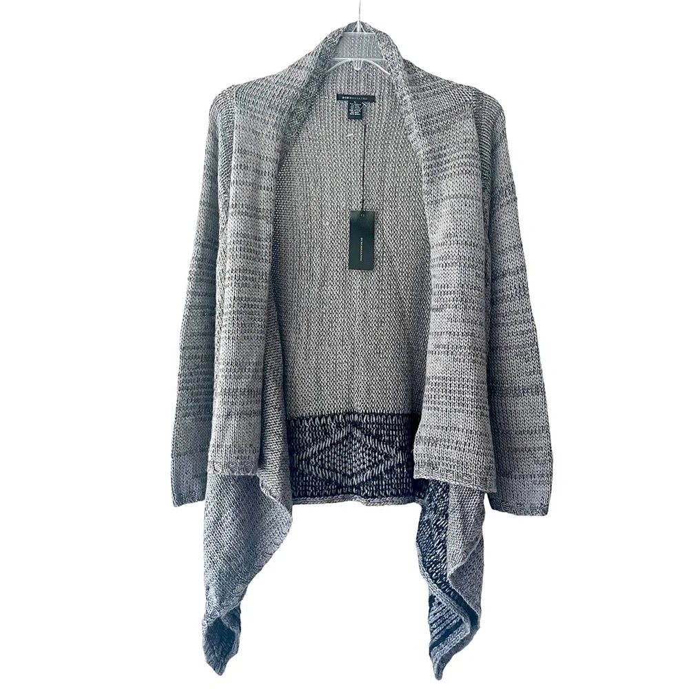 BCBGMaxazria Open Front Draped Cardigan Gray Large NWTS